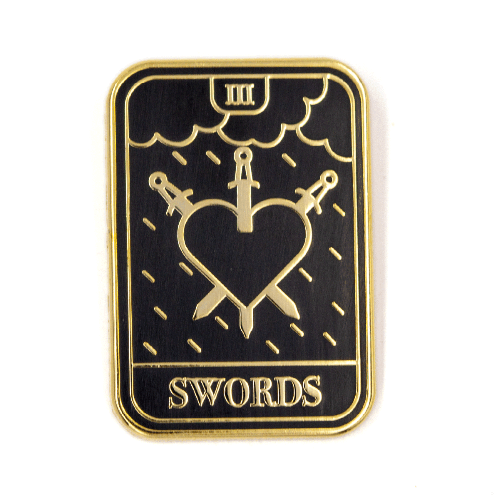 Three of Swords Tarot Enamel Pin Pins  