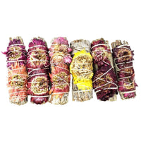 White Sage with Bougainvillea Glabra Flowers Cleansing Bundle Smudge Sticks  