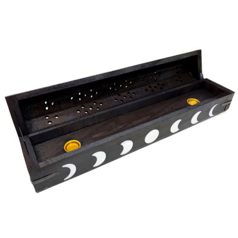 Black Moon Phases Incense Burner and Storage Box Incense Holders  