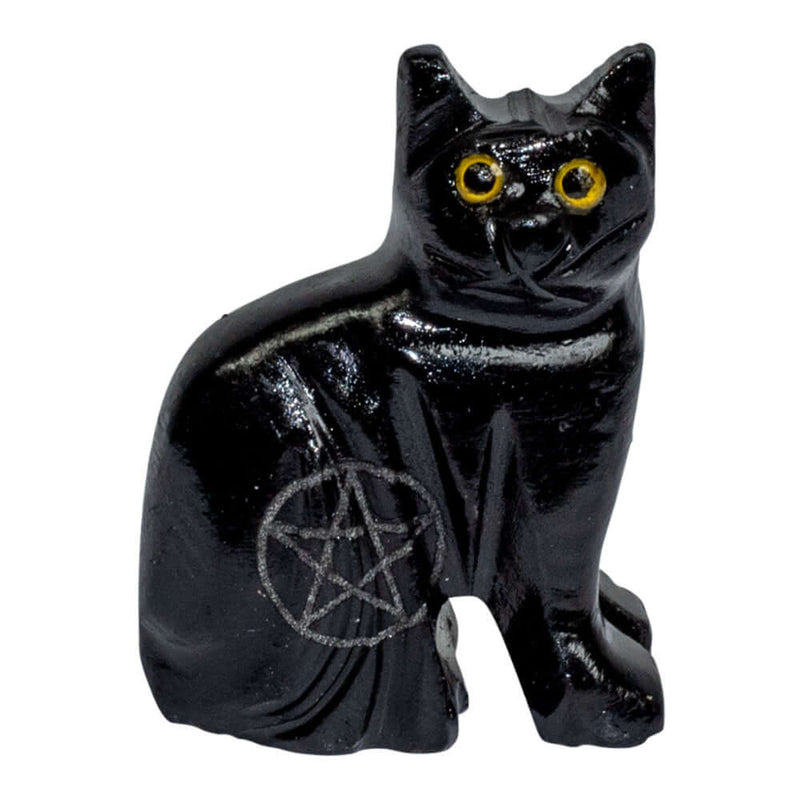 Black Onyx Cat with Pentacle Figurines  