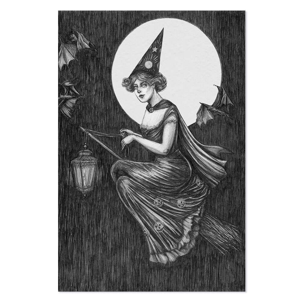 vintage witch drawing