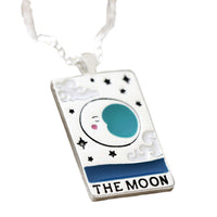 Enamel Moon Tarot Card Necklace in Silver Necklaces  