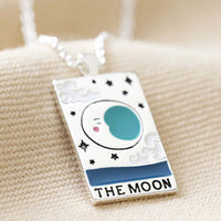 Enamel Moon Tarot Card Necklace in Silver Necklaces  