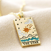 Enamel Star Tarot Card Necklace in Gold Necklaces  