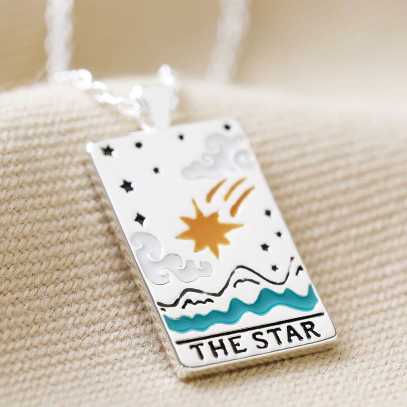 Enamel Star Tarot Card Necklace in Silver Necklaces  