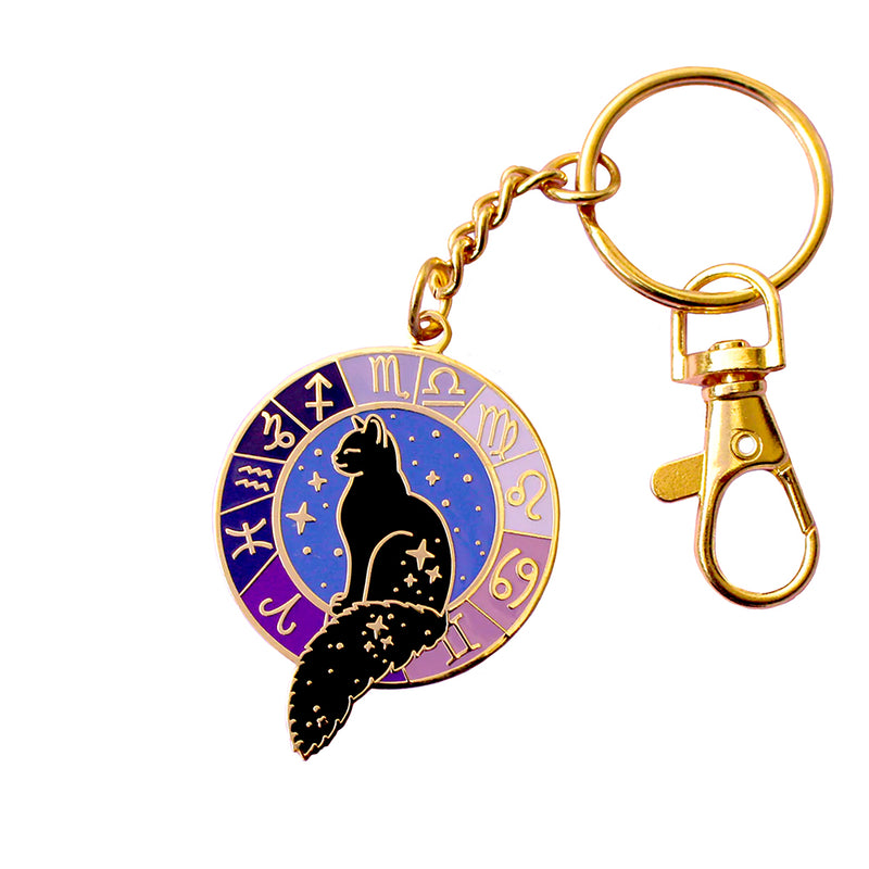 Zodiac Cat Enamel Keychain