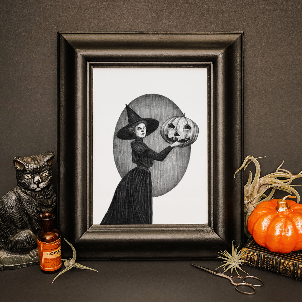 Vintage Style Pumpkin Witch & shops Cat