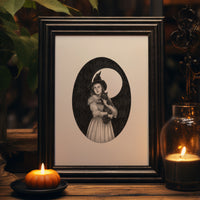 Winnie and Shadow Fine Art Print - Victorian Witch and Cat Wall Decor  