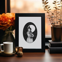 Winnie and Shadow Fine Art Print - Victorian Witch and Cat Wall Decor  