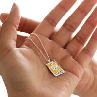 Enamel Sun Tarot Card Necklace in Silver Necklaces  