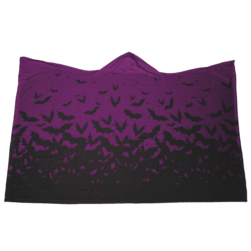 Flying Bats Hooded Blanket - Amethyst Hooded Blankets Fleece 