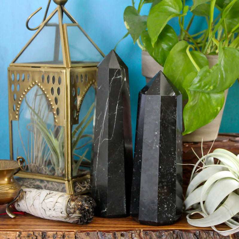 Black Tourmaline Crystal Point - Large 6.75 - 7.5 inches tall Crystal Points  