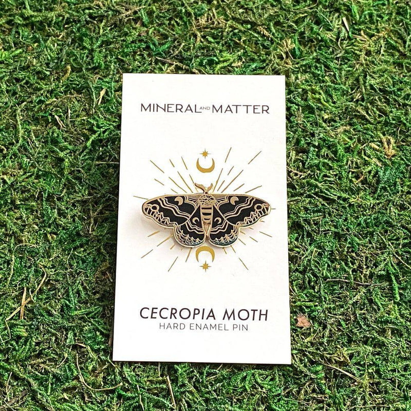 Black Cecropia Moth Enamel Pin Pins  