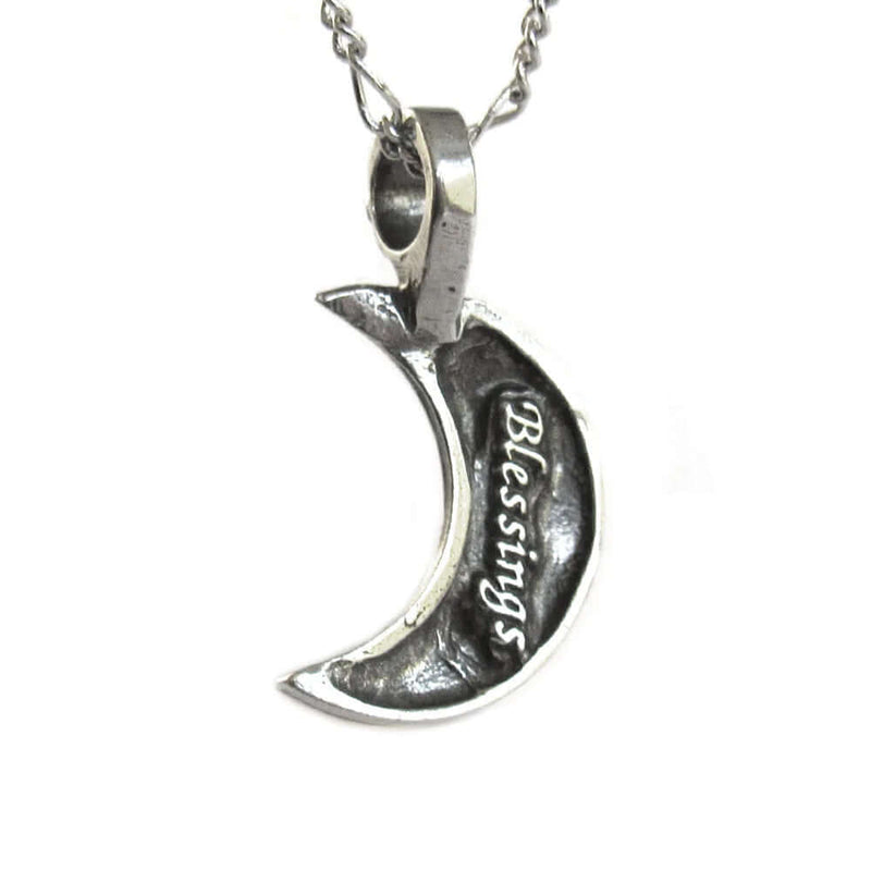 Crescent Moon Blessings Pewter Pendant Necklaces  