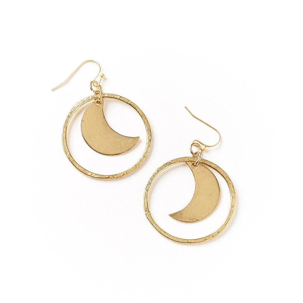 Crescent Gold Drop Earrings - Handcrafted Earrings  