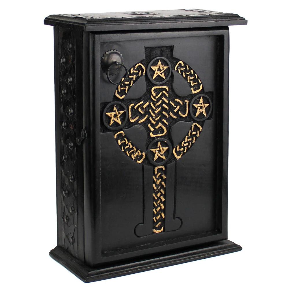 Pentagram & Celtic Cross Altar Cupboard Wooden Cupboards  