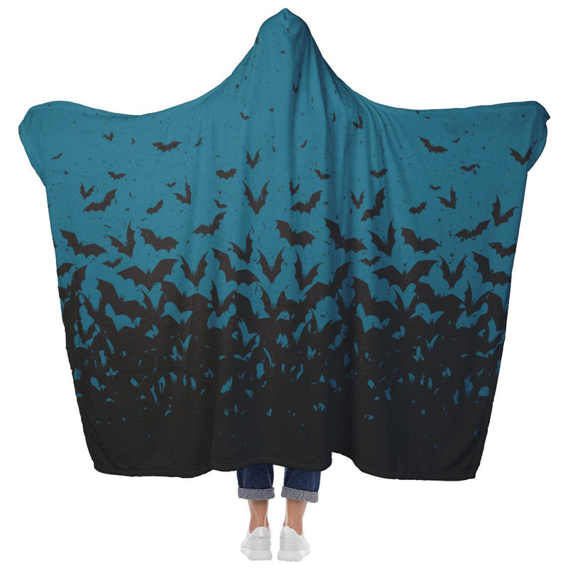 Flying Bats Hooded Blanket - Apatite Teal Hooded Blankets  