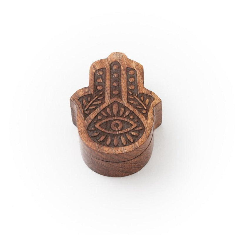 Hamsa Hand Swivel Box - Handcrafted Wooden Boxes  