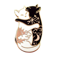 Day and Night Hugging Cats Enamel Pin