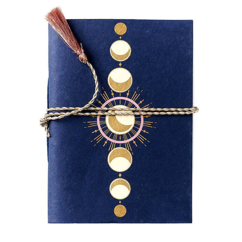 Blue Moon Phase Recycled Paper Journal - Handcrafted Journal  