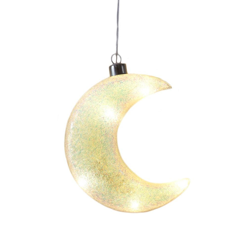 Iridescent Sparkle Glass LED Hanging Moon Light Lighting  