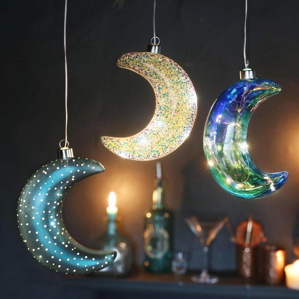 Clear Iridescent LED Hanging Moon Light Lighting  