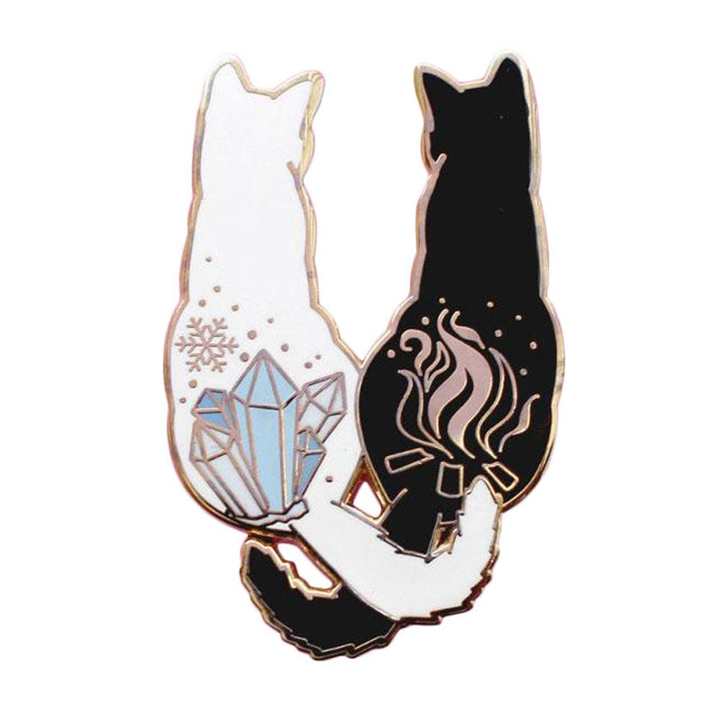 Fire and Ice Cats Enamel Pin Pins  