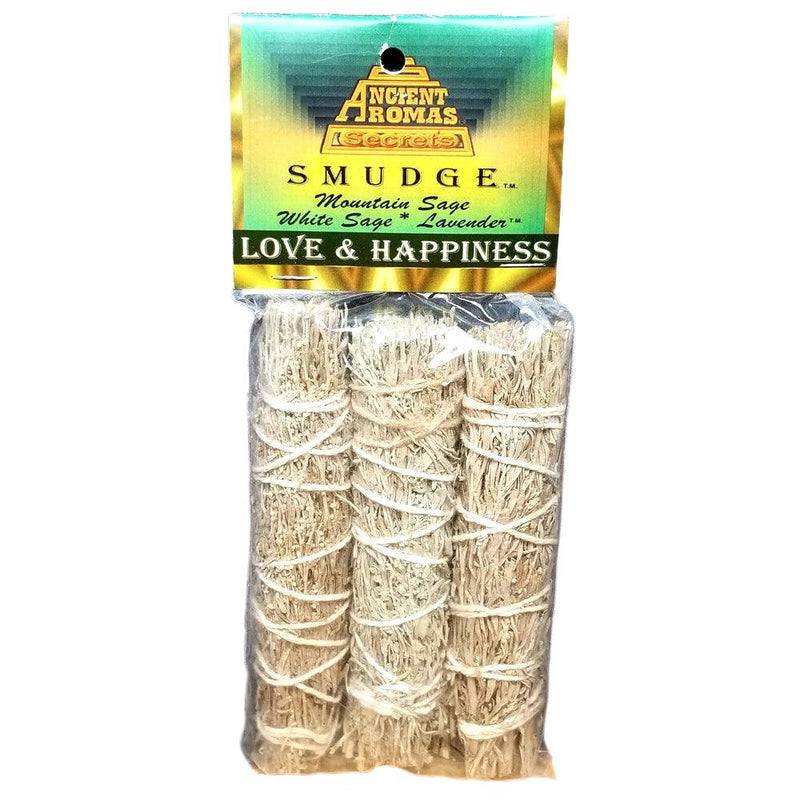 Love and Happiness Cleansing Bundle (Smudge Stick) Smudge Sticks 5-6 Inch Ancient Aromas Pack of 3 