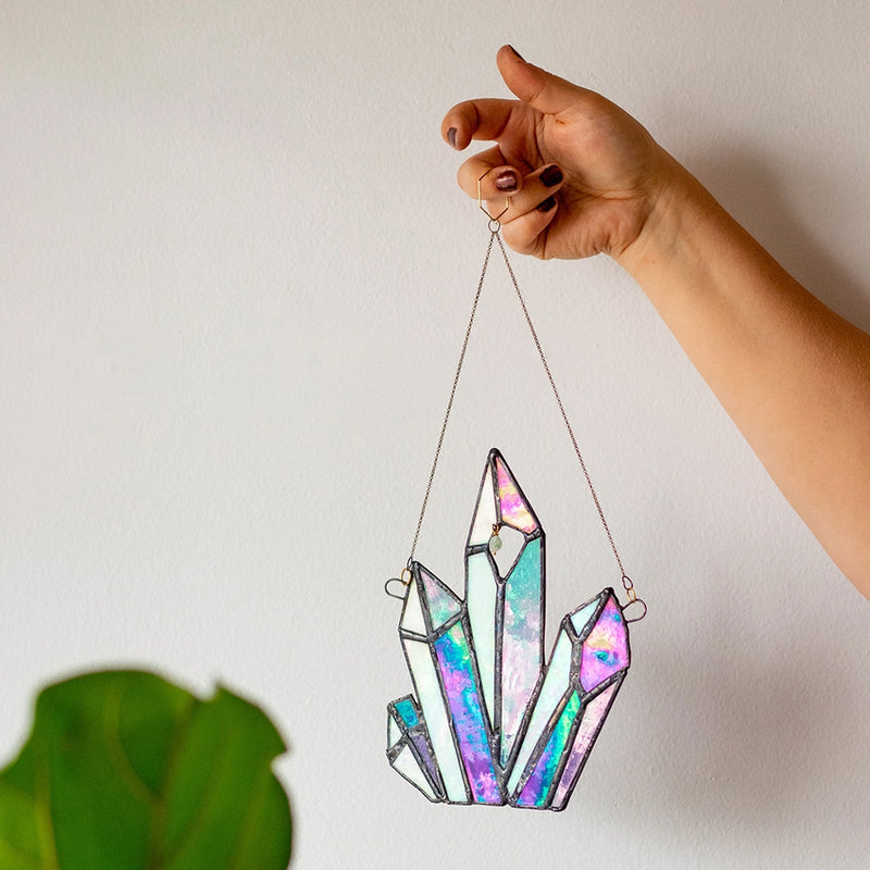 Handcrafted Stained Glass Crystal Hanging Wall Decor  