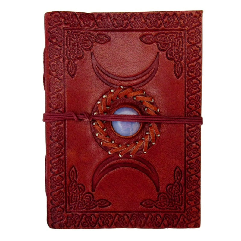 Triple Moon Leather Journal with Opalite Inlay Journals  