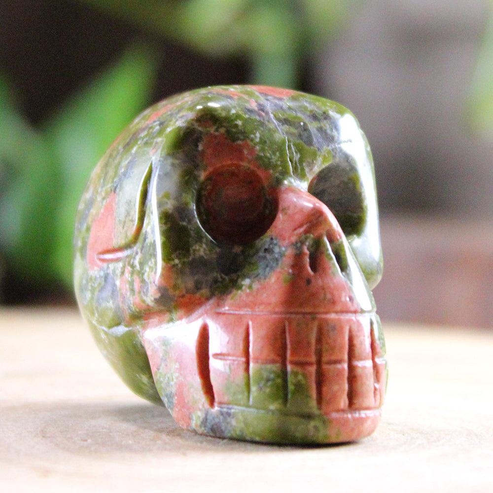 Unakite Crystal Skull Carving - 2 inch Crystal Carving  