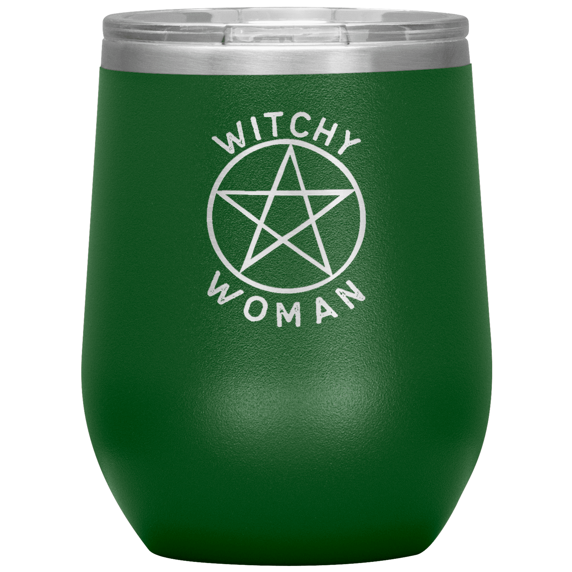 Witchy Woman Engraved Wine Tumbler Wine Tumblers Green 