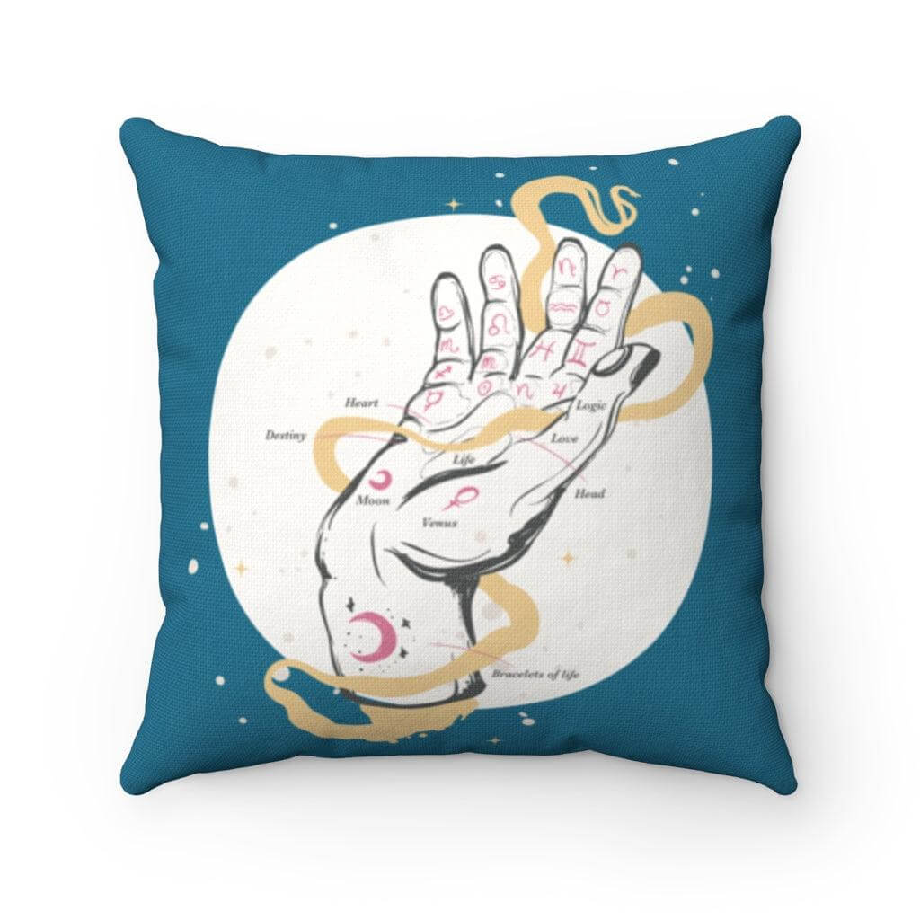 Cosmic Palmistry Pillow Throw Pillows 14" × 14" 