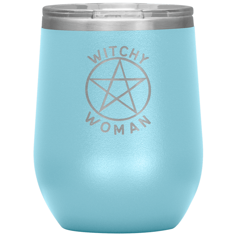 Witchy Woman Engraved Wine Tumbler Wine Tumblers Light Blue 
