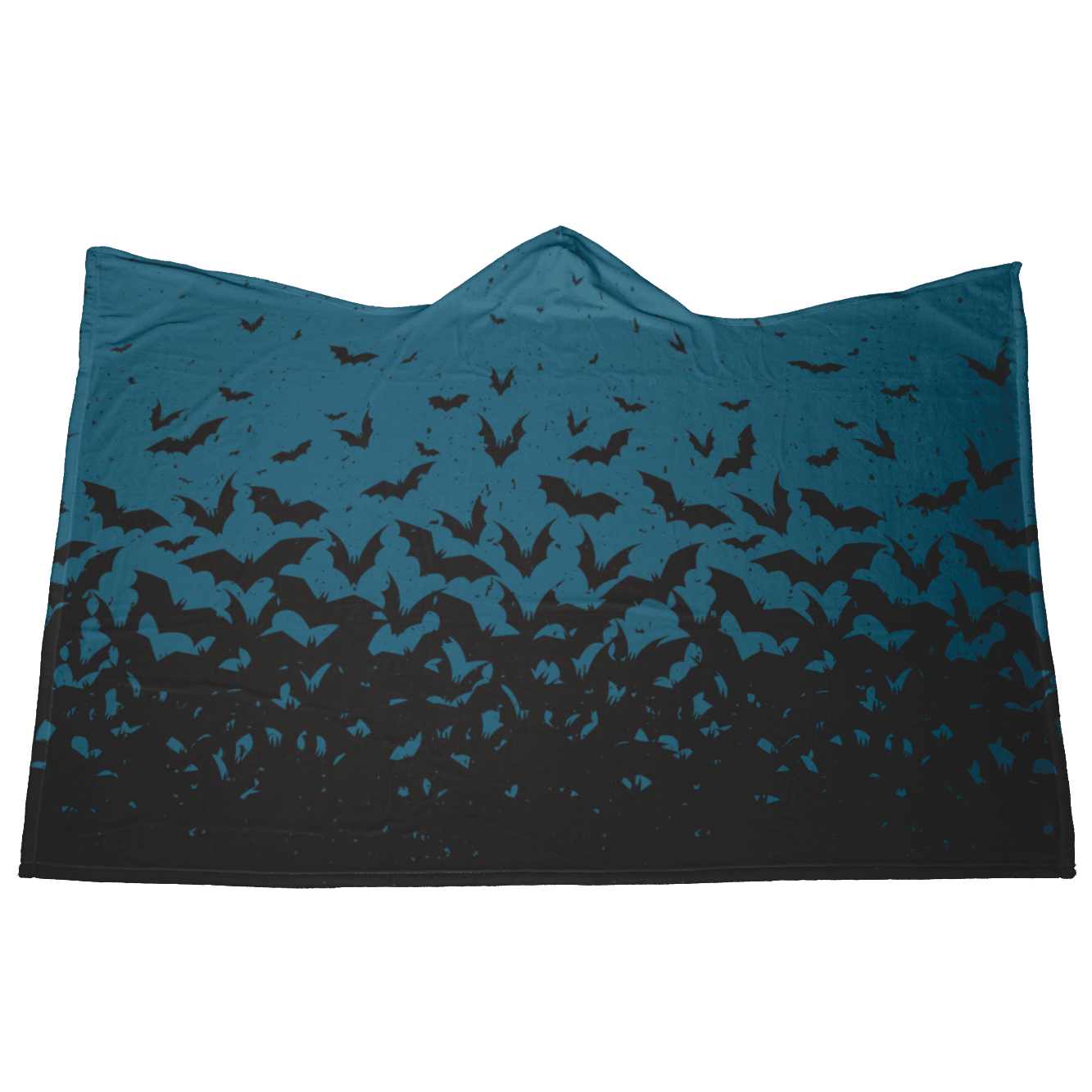 Flying Bats Hooded Blanket - Apatite Teal Hooded Blankets Fleece 