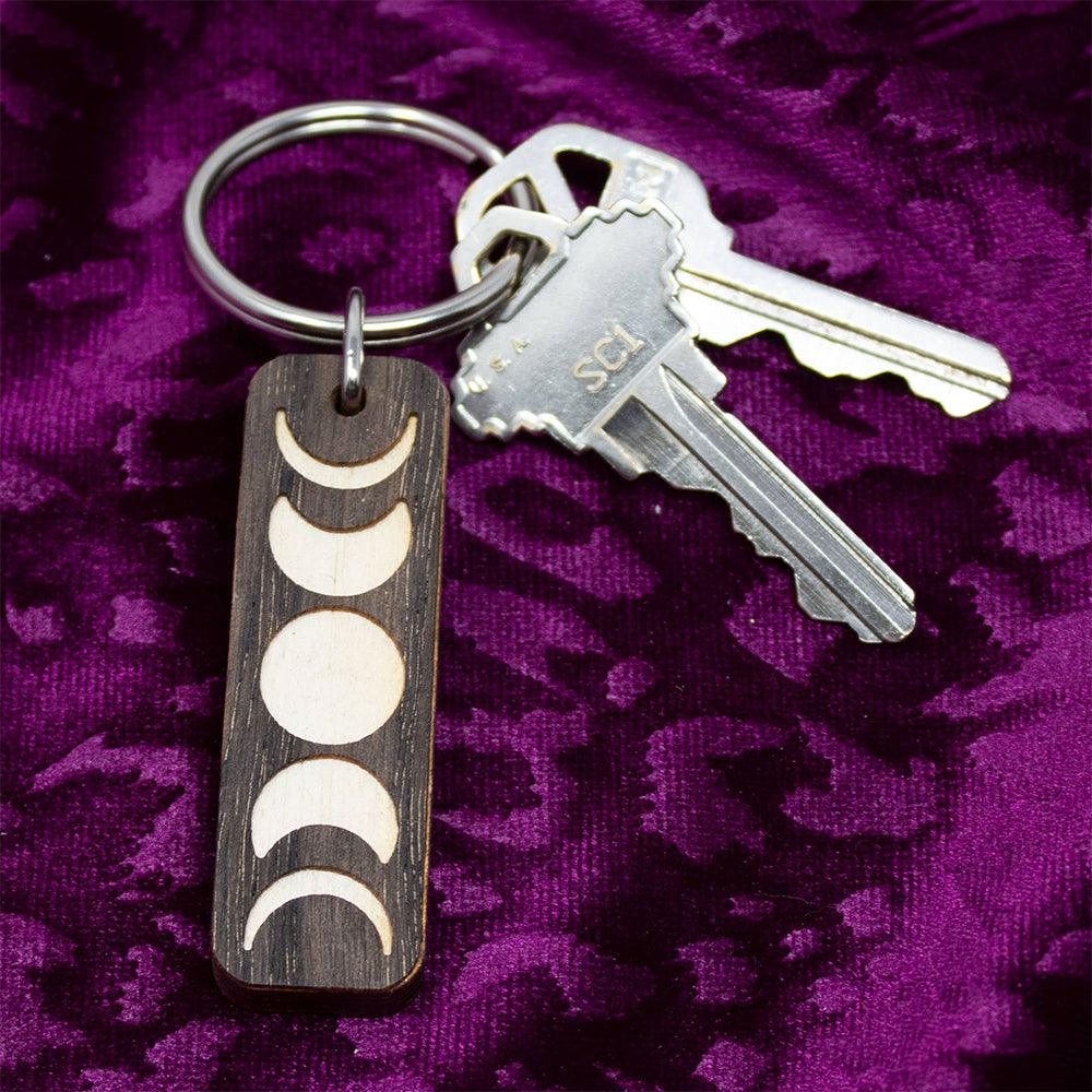 Moon Phases Wooden Keychain Keychains  