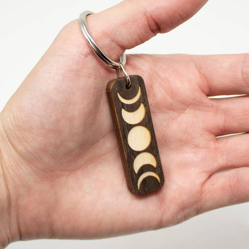 Moon Phases Wooden Keychain Keychains  