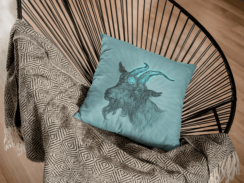 Baphomet Goat Pillow - Blue Home Decor  