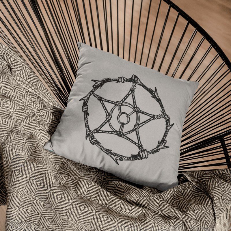 Thorny Pentacle Pillow - Gray Throw Pillows  