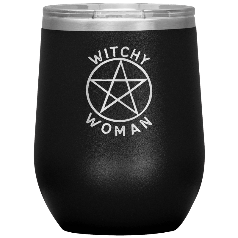Witchy Woman Engraved Wine Tumbler Wine Tumblers Black 