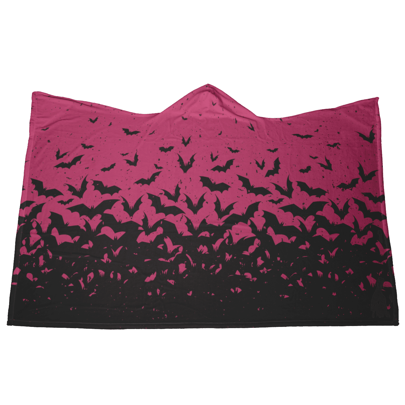 Flying Bats Hooded Blanket - Pink Hooded Blankets Fleece 