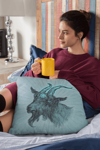 Baphomet Goat Pillow - Blue Home Decor  